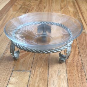 Raw iron, glass bowl decorating dish